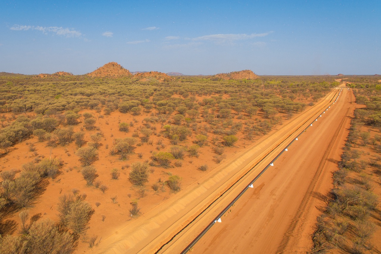 A gas pipeline going through the desert.