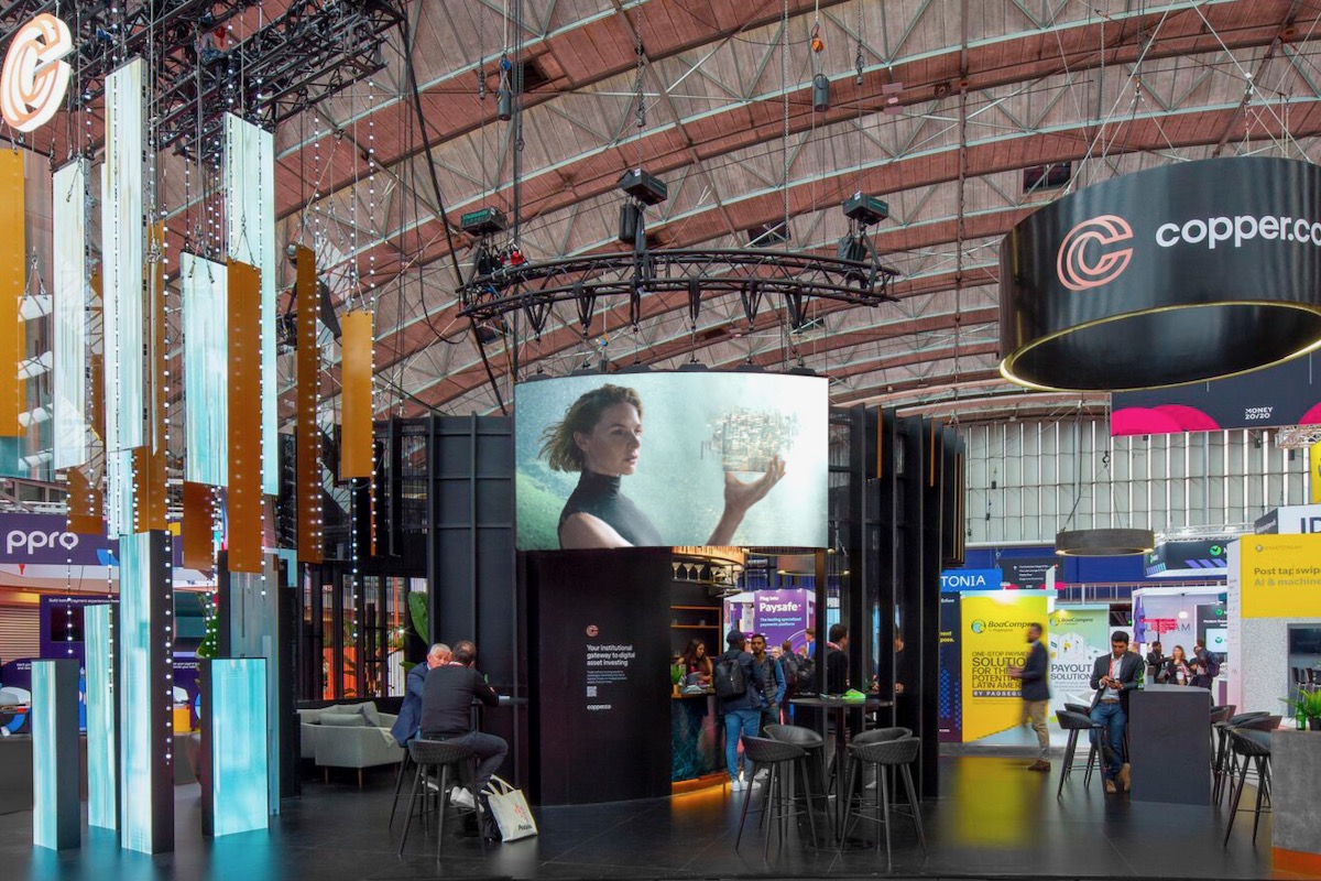 Money2020 exhibition space with a bespoke Copper design.